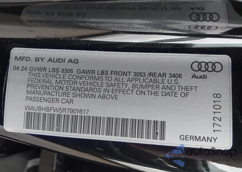2024 Audi Rs E-Tron Gt Quattro from USA, damaged, VIN WAUBHBFW5R7901617